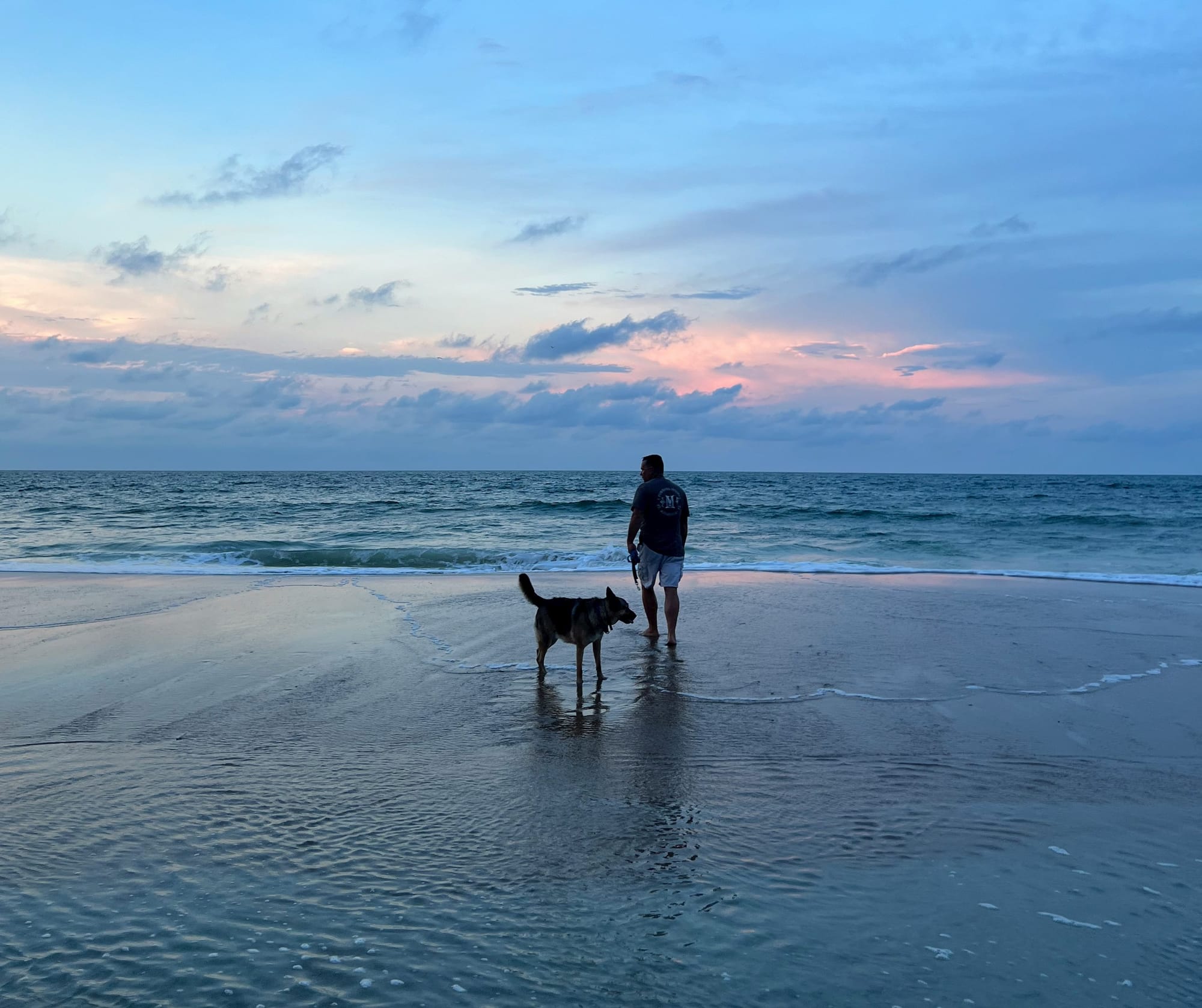 A Man and His Dog at the Beach